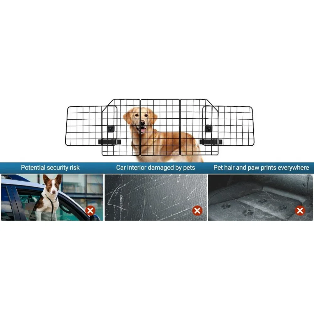 Dog Car Barrier Gate for SUVs Universal-Fit Divider Cargo Wire Mesh Triple Fold